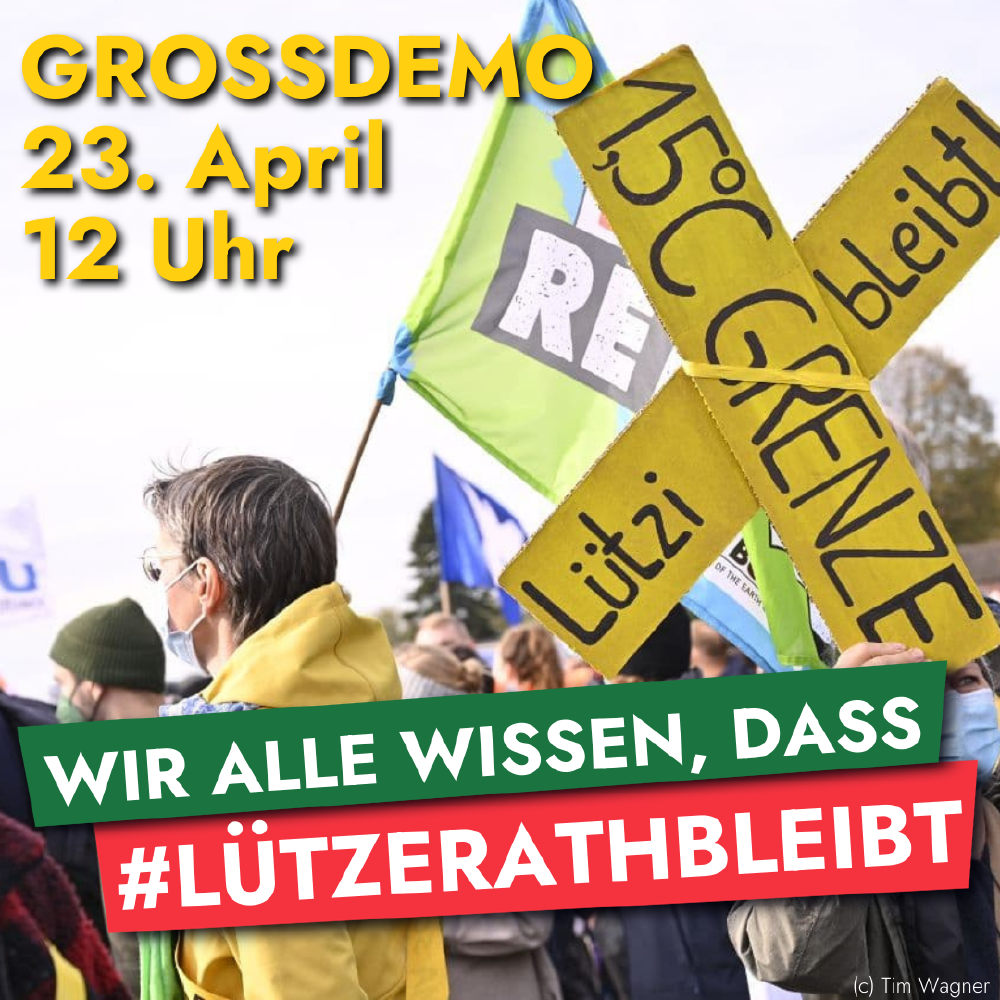 Sharepic für Großdemo "Wir alle wissen, dass Lützerath bleibt"